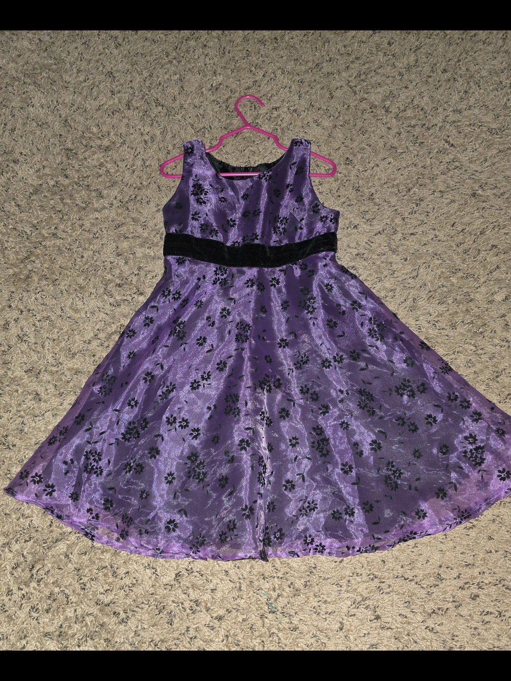 Zoë Ltd Zoey Girl Size 5 Dress Purple Satin Black Floral Velvet Formal NWOT